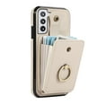 thumbnail image 5 of for Samsung Galaxy S22 Wallet Case with Card Holder, PU Leather Case with Ring Holder Kickstand, Snap Button Card Slots Case for Women Men for S22 with Crossbody Strap - Beige, 5 of 7