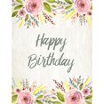 thumbnail image 3 of Kimberly, Allen 15x18 Black Modern Framed Museum Art Print Titled - Happy Birthday Watercolor Floral, 3 of 5