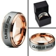 thumbnail image 4 of Tungsten Graduating Class Of 2019 Band Ring 8mm Men Women Comfort Fit 18k Rose Gold Step Bevel Edge Brushed Polished, 4 of 4