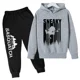 thumbnail image 3 of Conjunto de sudadera con capucha y pantalones de polar para niños, conjunto de 2 piezas, chándal, estampado de cabeza grande de Sasquatch furtivo, 3 of 5