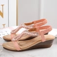 thumbnail image 6 of Mepaouo Women's Low Wedge Heels Summer Dressy Platform Sandals Elastic Ankle Strap Flower Shoes, 6 of 8