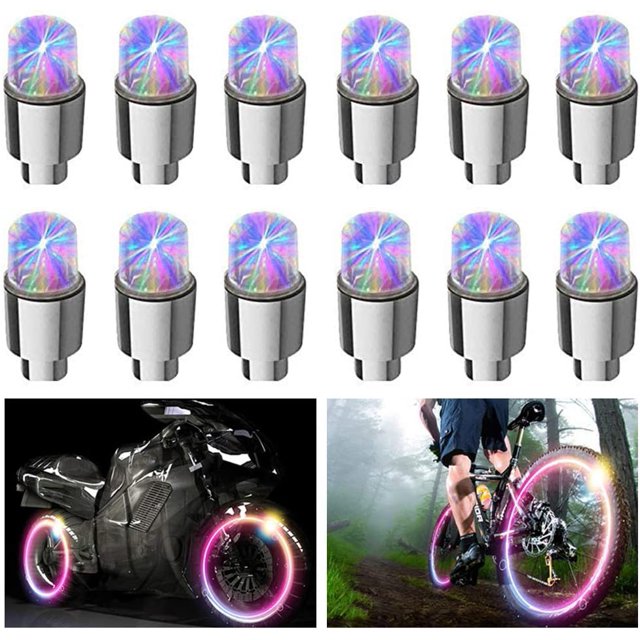 12 Pack LED Vélo Roue Lumière Pneu Pneu Valve Couverture Néon Lumière pour Voiture Moto Vélo (Bleu Rouge Couleur) Kuyhfg Sin marca