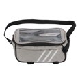 thumbnail image 1 of Ficarrico Bolsa de cuadro frontal para teléfono de bicicleta, tela esmerilada 600D gris, soporte impermeable para teléfono de bicicleta de gran capacidad para ciclismo, 1 of 8