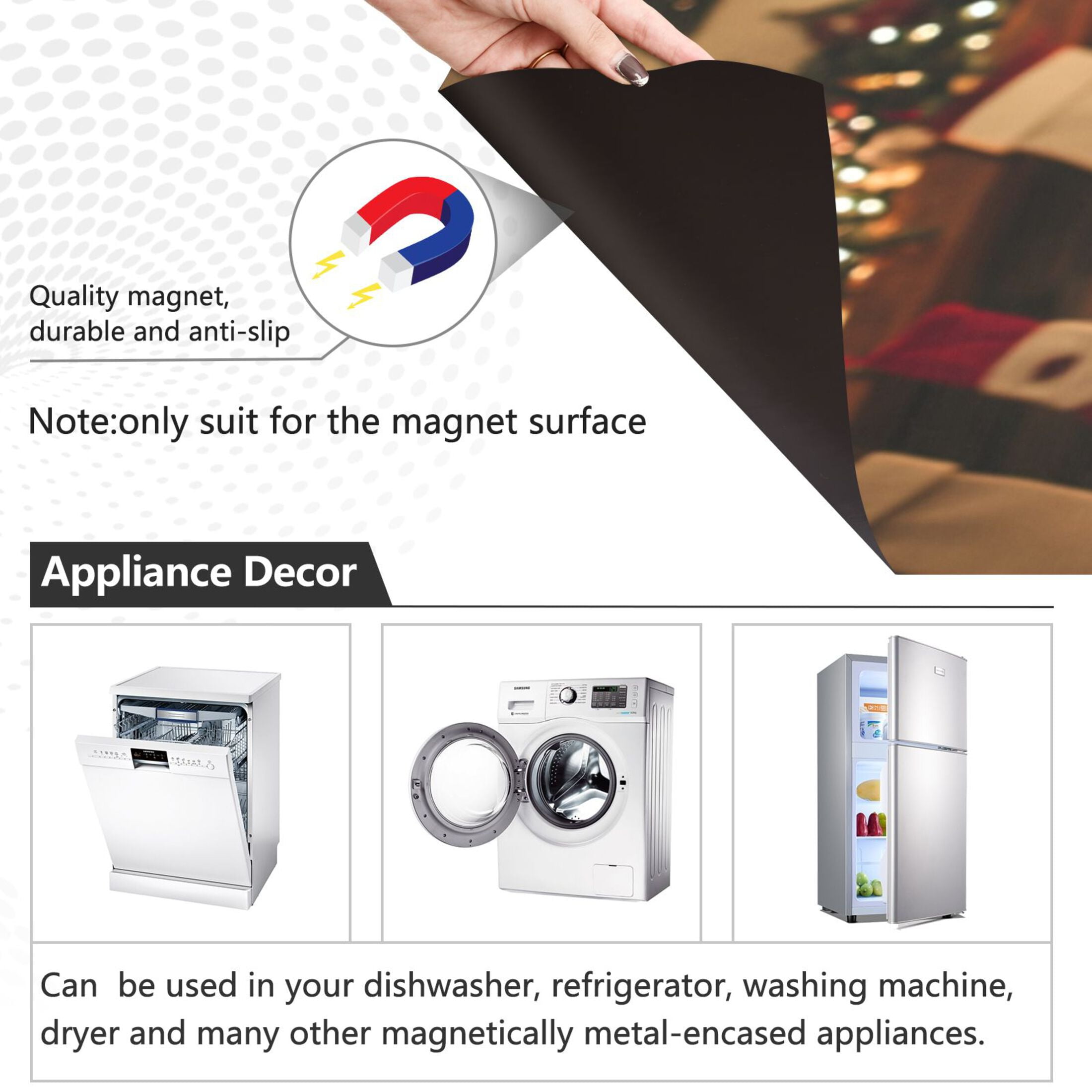 Dishwasher Magnetic Sticker 23x26 Inch Refrigerator Magnetic Sticker Washing Machine Magnetic Sticker Kitchen Panel Magnetic Sticker Home Decor Christmas Fireplace