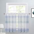 thumbnail image 2 of HA-EMORE Sheer Kitchen Window Curtains, Splicing Striped Design Bathroom Window Curtain Yarn Dyed Boucle Linen Textured Farmhouse Half Window Kitchen Cafe Curtains, 27"W, Set of 2, 2 of 7