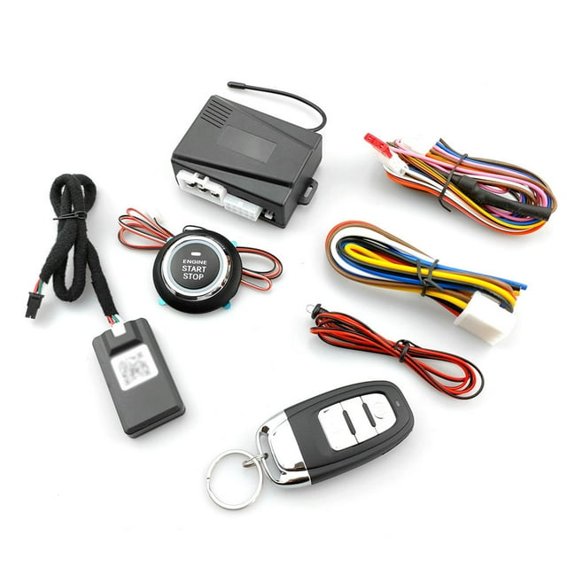 Système de Démarrage à Distance 12V pour Voiture avec Module BT4.0 - Entrée Sans Clé 433.92MHz, Portée de 60M & Contrôle Bluetooth 10M, Démarrage à une Touche, Matériau ABS, Inclut 1 Télécommande, Bouton de Démarrage, Hôte & Câbles pour