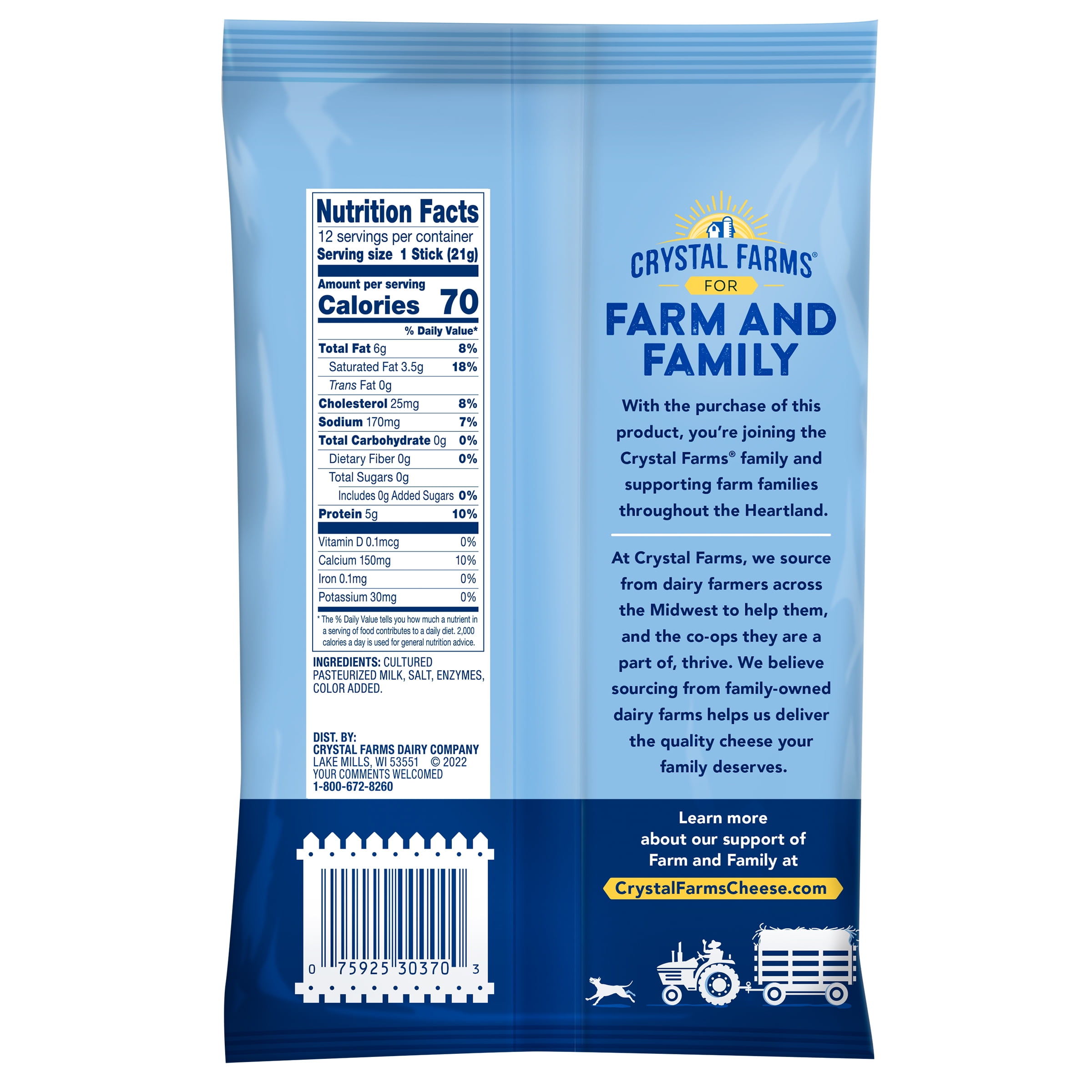 Crystal Farms Gouda Cheddar Cheese Sticks Fresh 12 Count, 9oz