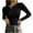 Black, variant on AherBiu Going out Tops for Women Cropped Quarter Button Crewneck Long Sleeve Slim Fitted Basic Layer T Shirts Blouse