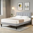 thumbnail image 2 of VECELO Queen Size Bed Frame, Modern Platform Bed Frame with Adjustable Button Tufted Upholstered Headboard for Bedroom, No Box Spring Needed, Easy Assembly, Light Gray, 2 of 9