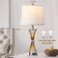 thumbnail image 4 of Tacoday Set of 2 glass table lamps for living room with 2 USB ports, 3-level adjustable touch bedroom light, modern brown amber nightstand light with 2 LED bulbs, perfect for modern style decoration., 4 of 7