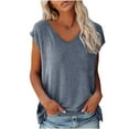 thumbnail image 2 of Summer Savings Evergreen Lenago Womens Tops Sleeveless Tank Tops V Neck Tunic Tops Summer Basic Loose Solid Color Casual Shirts Fit Blouse, 2 of 5