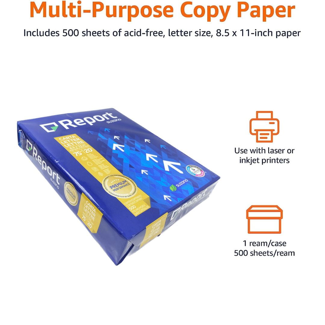 REPORT SUZANO Alkaline Printing Paper 500 Sheets Letter 5 Pack
