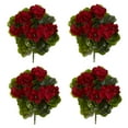 thumbnail image 2 of Nearly Natural Geranium Artificial Flower Bush UV Resistant, Set of 4 (Indoor/Outdoor), Red, 2 of 3