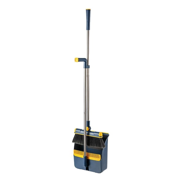 180° Rotatable Broom and Dustpan Combo with Built-In Scraper Teeth, Foldable Storage for Home, Office, and RV Use