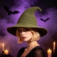 thumbnail image 4 of TEAJOPSUU Women's Halloween Witch Hat Knitted Pointed Wizard Hat for Party Vacation Holiday Olive Green, 4 of 5