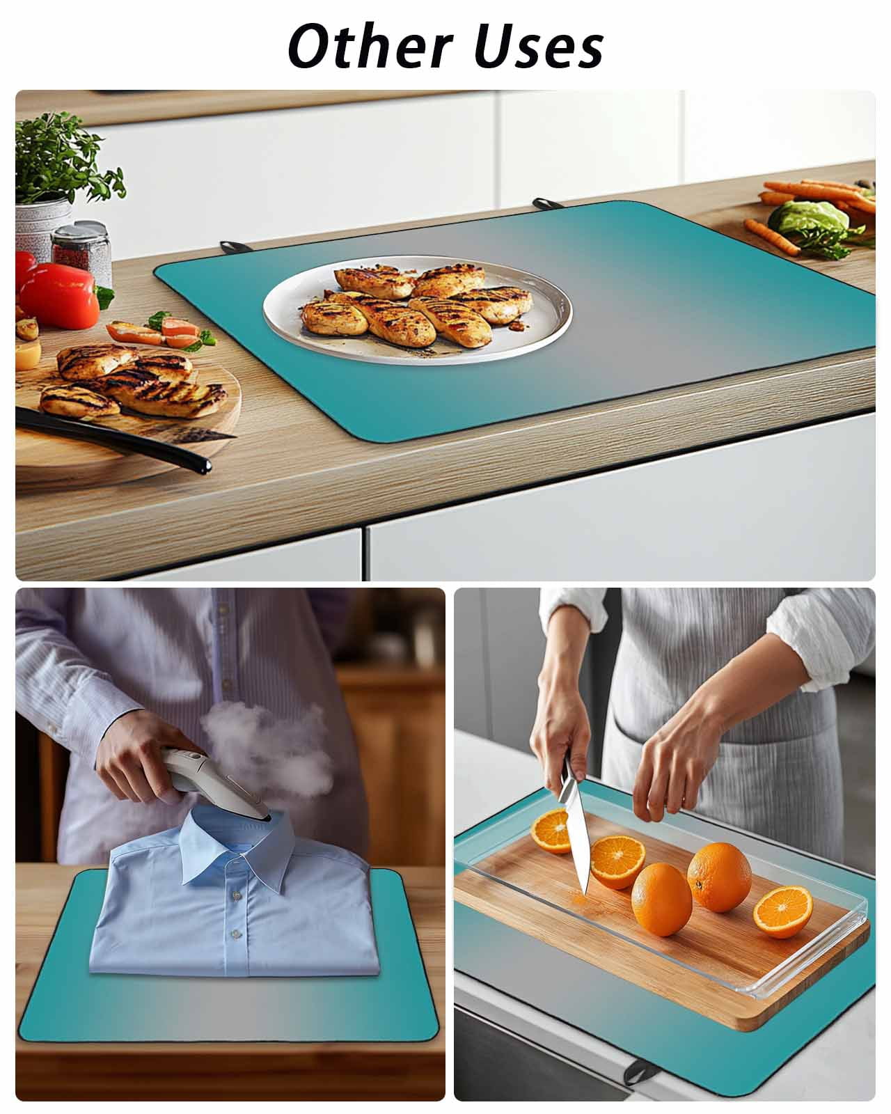 Stove Top Covers for Electric Stove, Teal Grey Ombre Glass Stovetop Cover Protector, Gradient Contemporary Abstract Art Induction Cooktop Protector Oven Mat for Kitchen Countertop 31"x24"