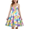 thumbnail image 2 of FAOWME Kids Girls Dress Sleeveless Suspenders Easter Cartoon Print Back Elastic Zipper A Line Comfortable Dresses For Casual Daily Wear,Light Purple,11-12 Years, 2 of 4