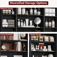 thumbnail image 6 of ChVans Farmhouse 71" Tall Kitchen Pantry with 12 Hanging Shelves, 4 Barn Doors Pantry Storage Cabinet with Load-Bearing Steel Pipe and Adjustable Shelves for Kitchen, Dining Room, Living Room, Black, 6 of 11