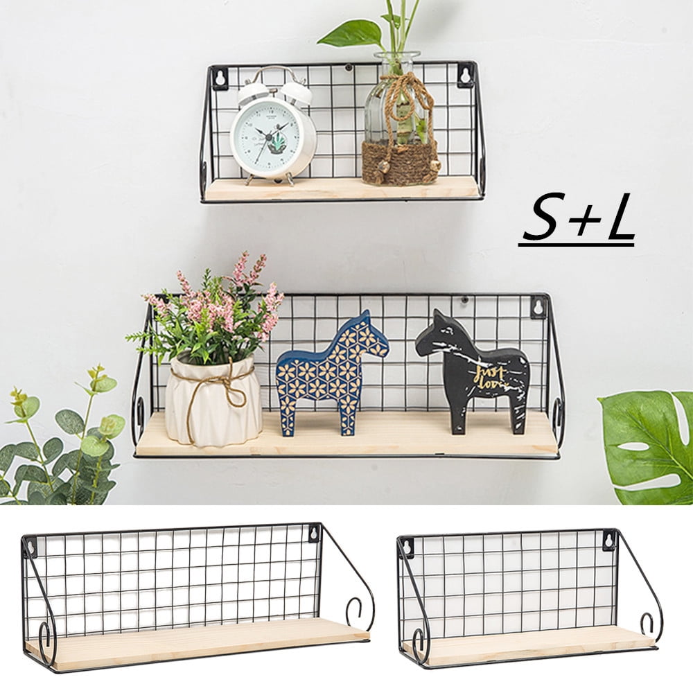 1 Pc Wooden Wall Wire Shelf Wall Mounted Floating Shelves