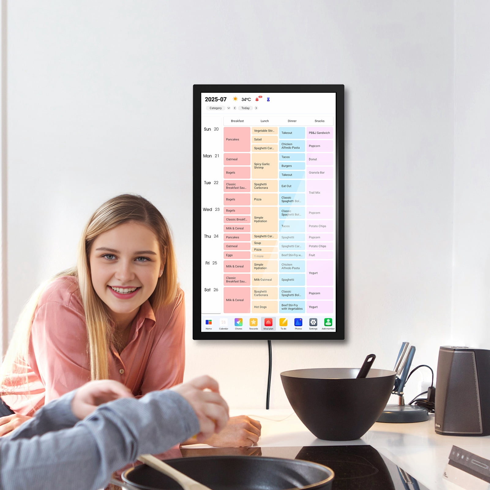 Smart Digital Calendar Family Schedules Planner Chore Chart Electronic Calendar Wall Mount Touchscreen Interactive Display Screen Calendar