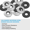 thumbnail image 3 of Uxcell M6.3x16mm Galvanized EPDM Bonded Sealing Neoprene Rubber Washers Gasket 300 Pack, 3 of 7