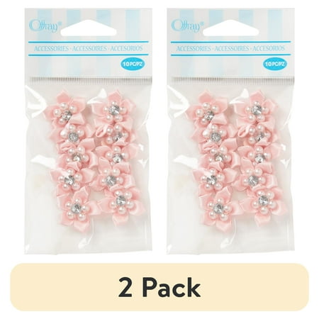(2 pack) Offray Accessories, Lt Pink 3/4 inch Value Pack 5 Petal Gem Flower Accessory for Wedding, Hair Clips, and Scrapbooking, 10 count, 1 Package