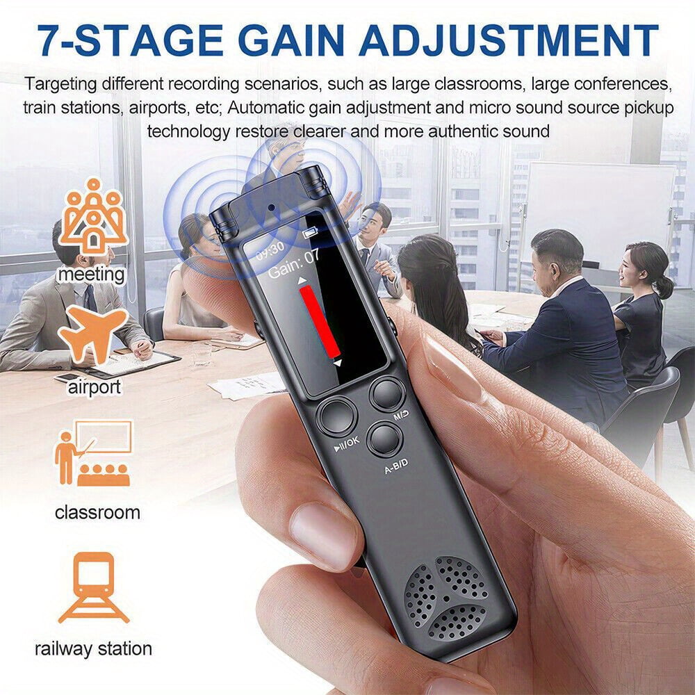 Professional High-Definition Noise Reduction One-Button Recording Voice-Controlled Voice Recorder, Digital Voice Recorder Tape Recorder USB Rechargeable, Audio MP3 Player
