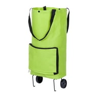 WhiteBeach 1Pc Folding Shopping Cart Bag Eco-friendly Collapsible Tugboat Shopping Cart Portable Oxford Cloth Grocery Tote Pulling Wheel Market Trolley (Green)