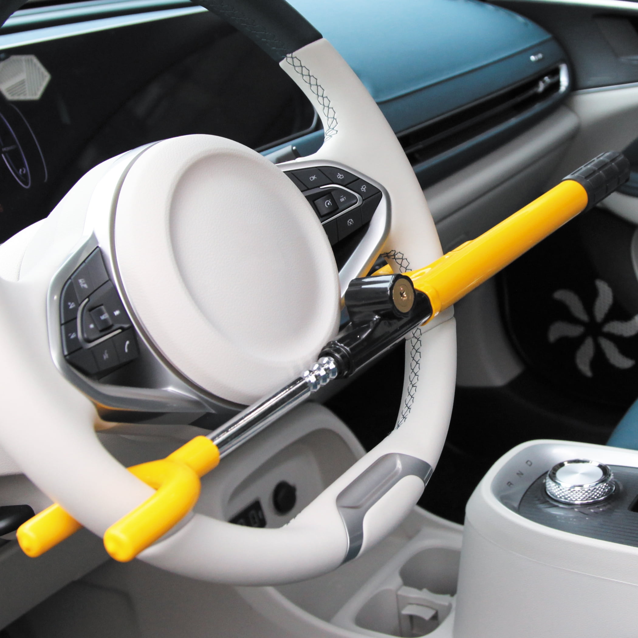 CARTMAN Vehicle Steering Wheel Lock, Adjustable Length with High Quality Great Security Black