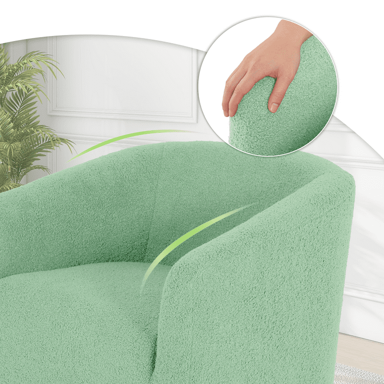 Magshion Sherpa Fabric Bucket Chair Upholstered Accent Chair Single Sofa Chair with Armrest for Living Room Bedroom Sage Green