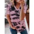 thumbnail image 2 of Womens Striped Color Block Short Sleeve Causal Blouses T Shirts Tops, 2 of 6