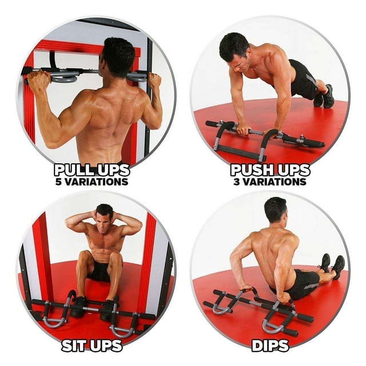 Iron Bar Pull-Up Bar , Gym Extreme Doorway Pullup Bar Home Gym Chin Up Bar Portable with AB Training Straps Heavy Duty Full Body Workout