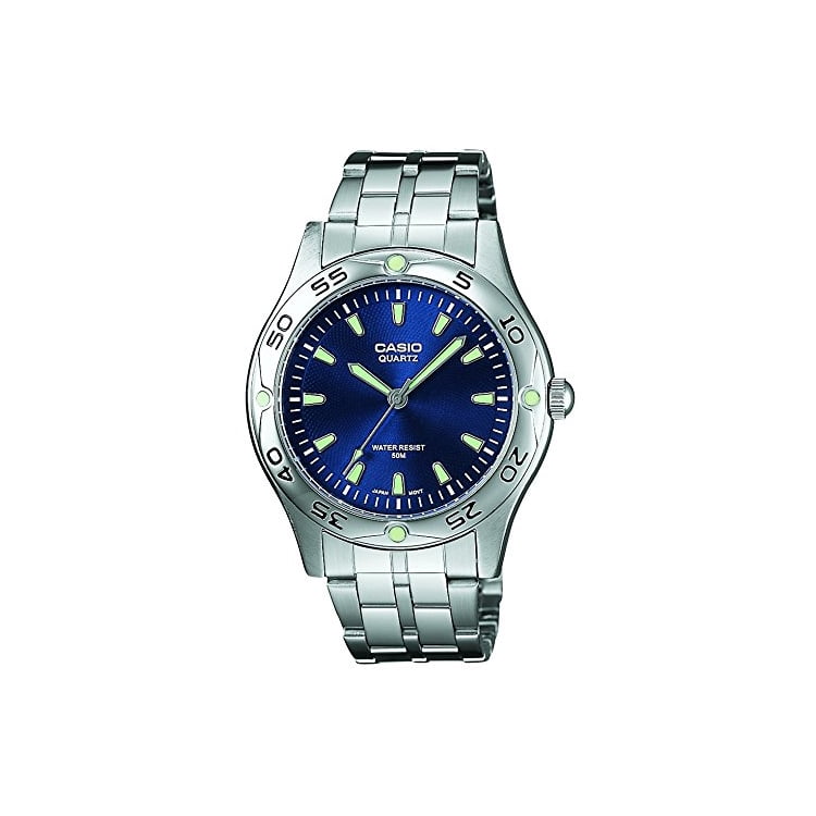 casio enticer analog blue dial men's watch