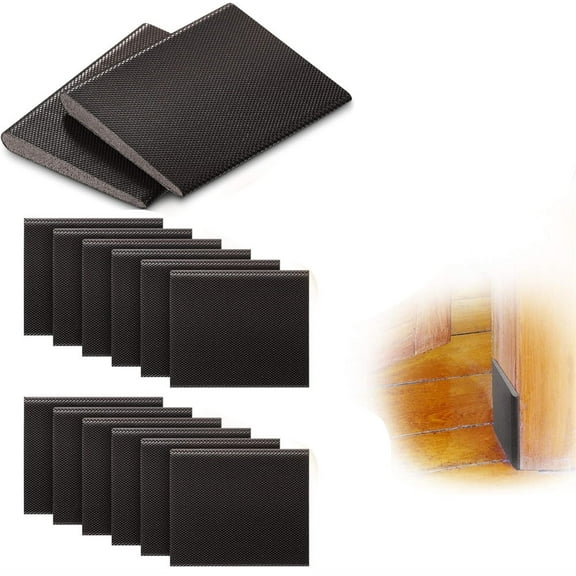 Triani 14Pcs Corner Door Seal Weatherstripping Exterior Door Frame Seal Self-Adhesive Wedge Draft Stoppers Foam Pads Weather Stripping for Draft Protection(Black)