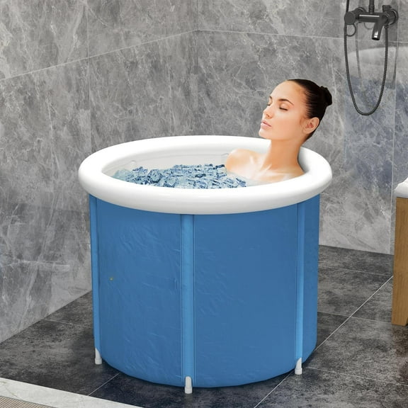 Demi Bonn Durable Cold Plunge Tub Portable Ice Bath with Insulated Thermo Lid Cold Water Therapy for Athletes Recovery Dark Blue