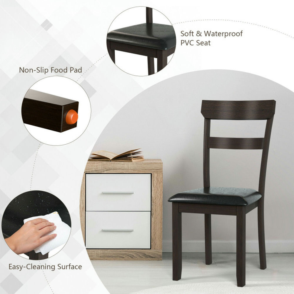 Demi Bonn Set of 2 Dining Chairs With Rubber Wood Frame and Upholstered Faux Leather Seat for Dining Room Living Room, Green