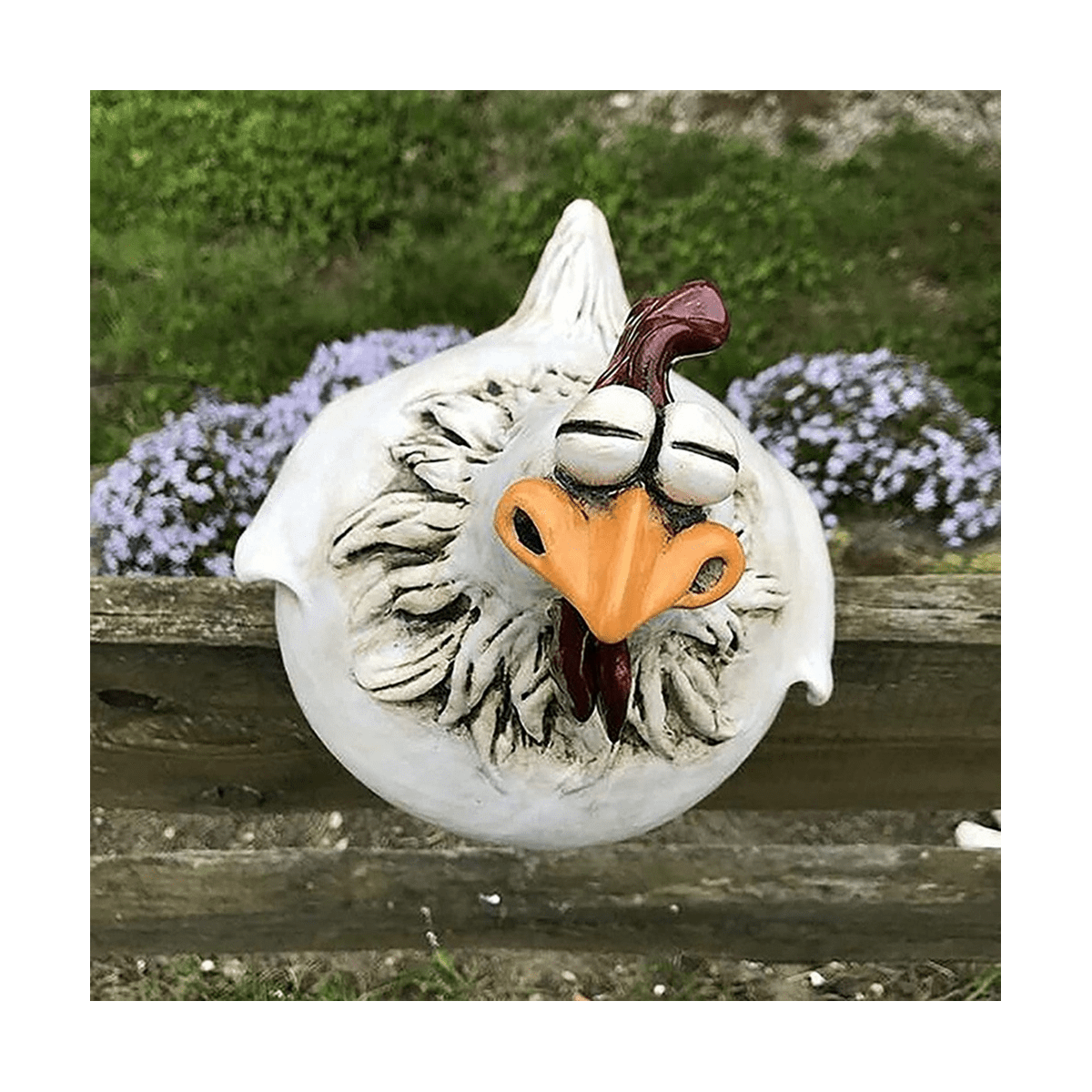 Chicken Sitting on Fence Decor Garden Statues for Fences Rooster Statues Wall Art Yard Art Sculptures Farm Patio