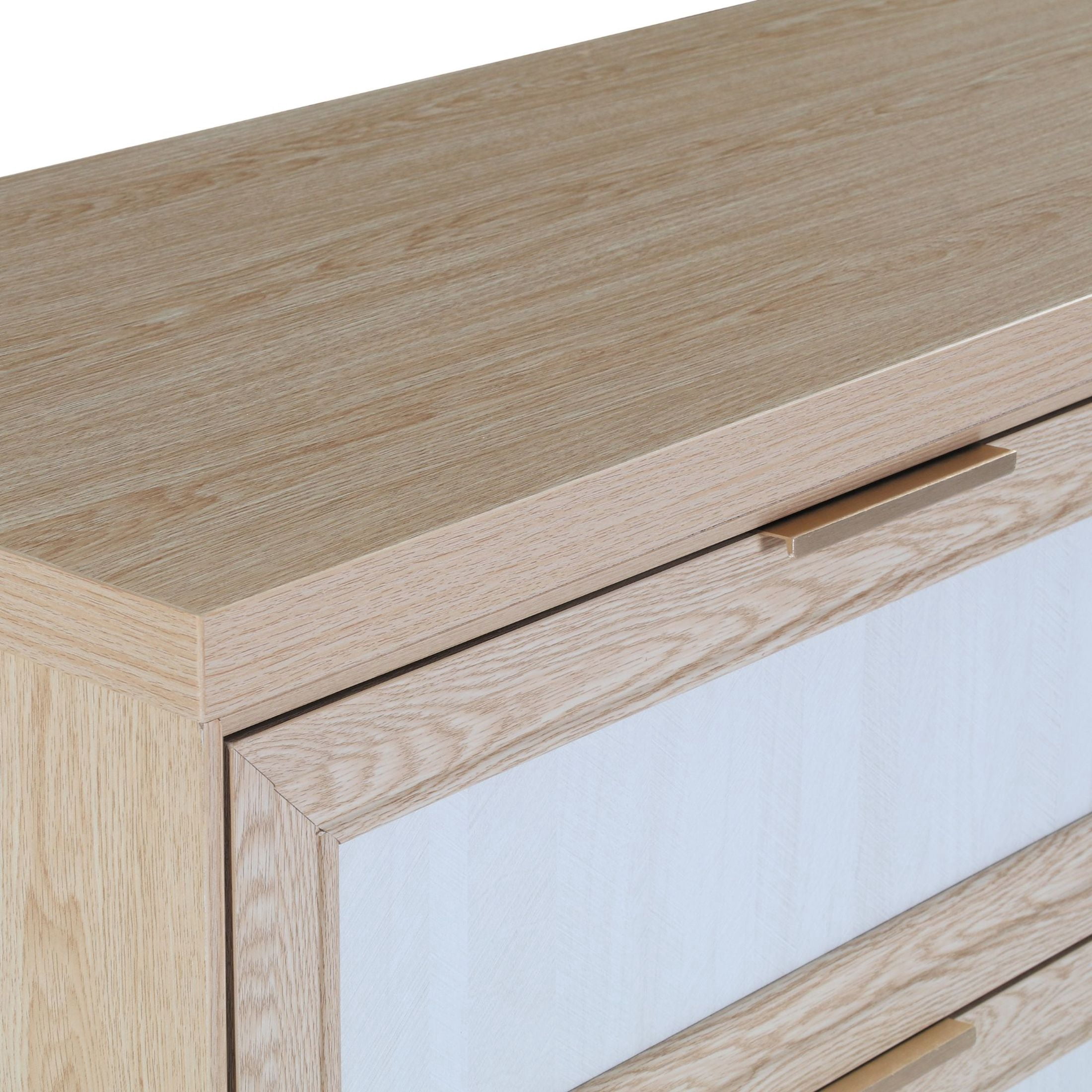 GDF Studio 47.24" Farmhouse Dresser with 6 Drawers, Wide Storage Cabinet, Light Oak+White