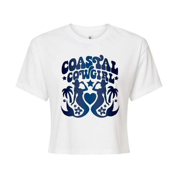 Instant Message - Coastal Cowgirl Mermaids - Juniors Cropped Graphic T-Shirt