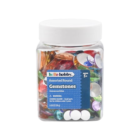 Hello Hobby Assorted Multicolor Round Gemstones, 4.58 oz Pack for Crafting and Decor