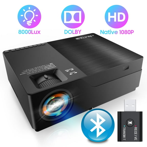 JIMTAB M18 Native 1080P LED Video Projector, Upgraded HD Projector with 300”Display Support AV,VGA,USB,HDMI, Compatible with Xbox,Laptop,iPhone and Android for Academic Display (Dark Star)