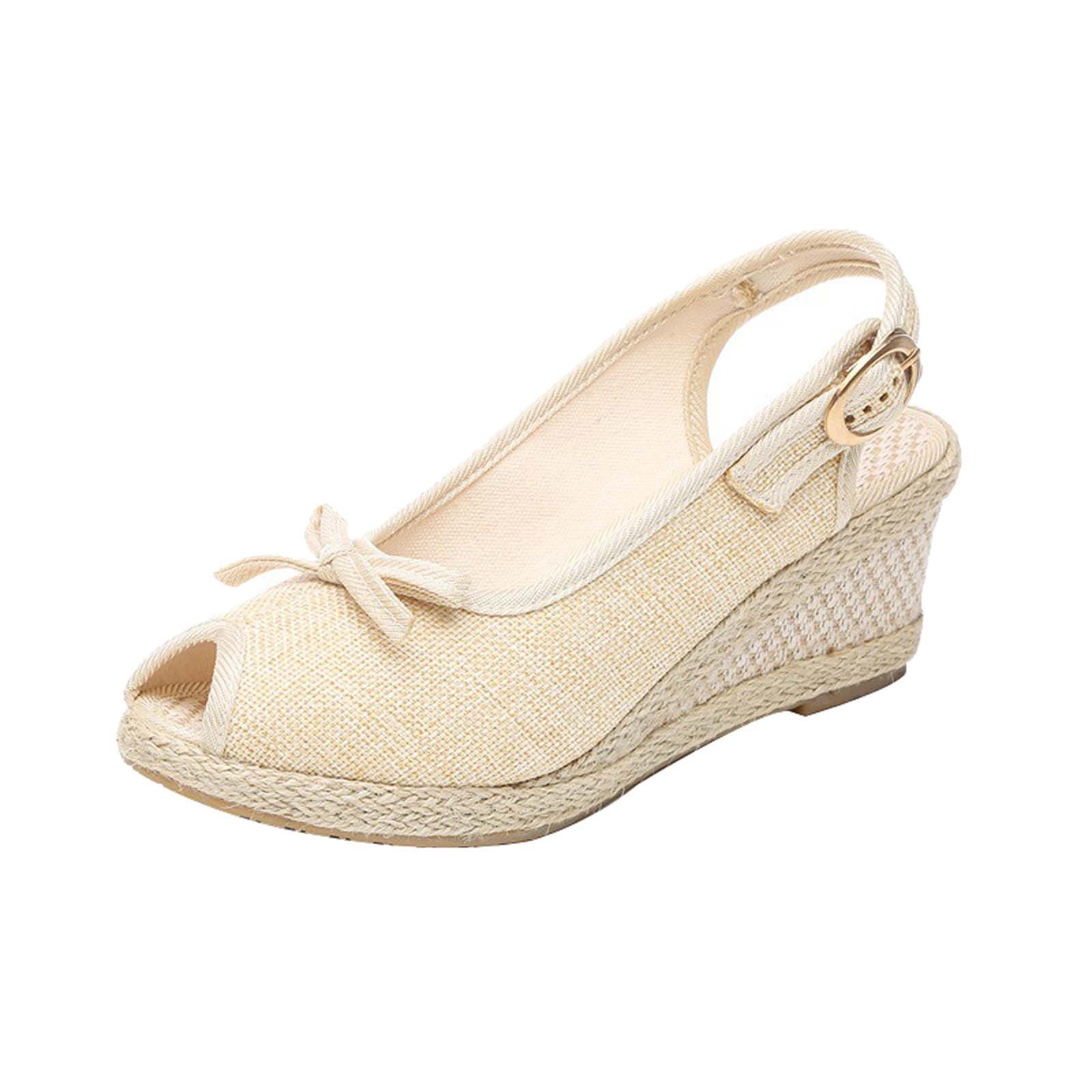 Espadrilles Wedges Sandals for Women,Casual Espadrille Slide On
