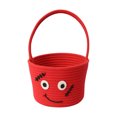 thumbnail image 2 of 1Pack Halloween Spooky Monster Woven Hand Basket, 13.78in Total Height Cotton Rope Organizer Bin, Holiday Candy & Decor Storage Tote Basket (N), 2 of 6