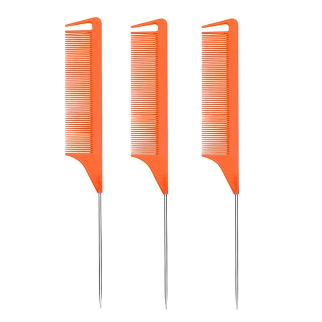 Rat Tail Combs Parting Comb: 3Pcs Rat Tail Comb Set, Long Steel Pin Rat Tail Teasing Comb, Hair Combs for Salon Hair Stylist, Tail Combs Metal ,Parting Combs for Women