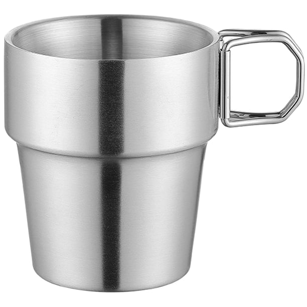 GOOHOCHY Taza de acero inoxidable, taza de metal, taza de agua con asa plegable para senderismo y camping.