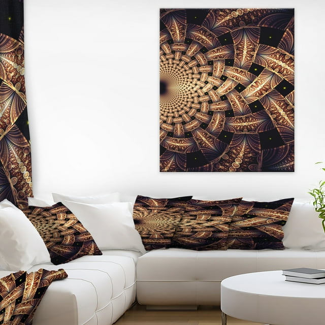 Motif de Fleurs Fractales Brun Foncé - Impression sur Toile Florale