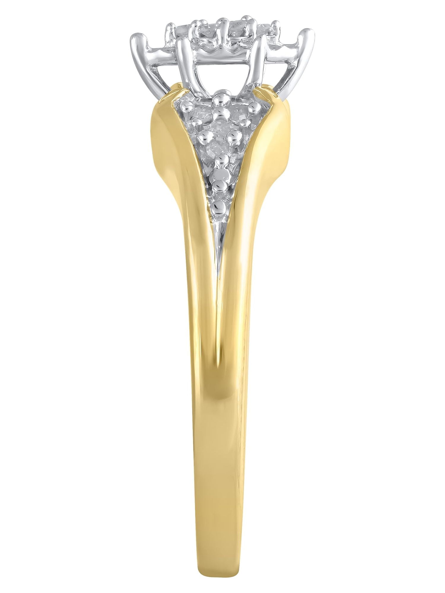 1/10 Carat T.W. (I3 clarity, J-K color) Hold My Hand Diamond Promise Ring in Sterling Silver with 18K Yellow Gold Plating, Size 6