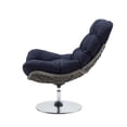 thumbnail image 3 of Contemporary Modern Urban Designer Outdoor Patio Balcony Garden Furniture Lounge Chair, Rattan Wicker Fabric Metal, Navy Blue, 3 of 6