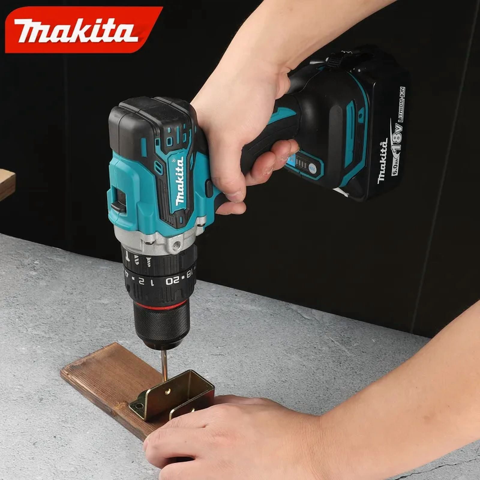 Makita DDF487 13mm red and black brushless household 18V lithium-ion charging impact drill, high torque electric screwdriver