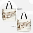 thumbnail image 2 of Japuie Western Desert Cowboys Print Tote Bags, Shoulder Bag with Zipper Closure, Top Handle Handbag,Shopping Bags,Travel Shoulder Bag ,Suitable for Gym Shopping, Work, and School, 2 of 5